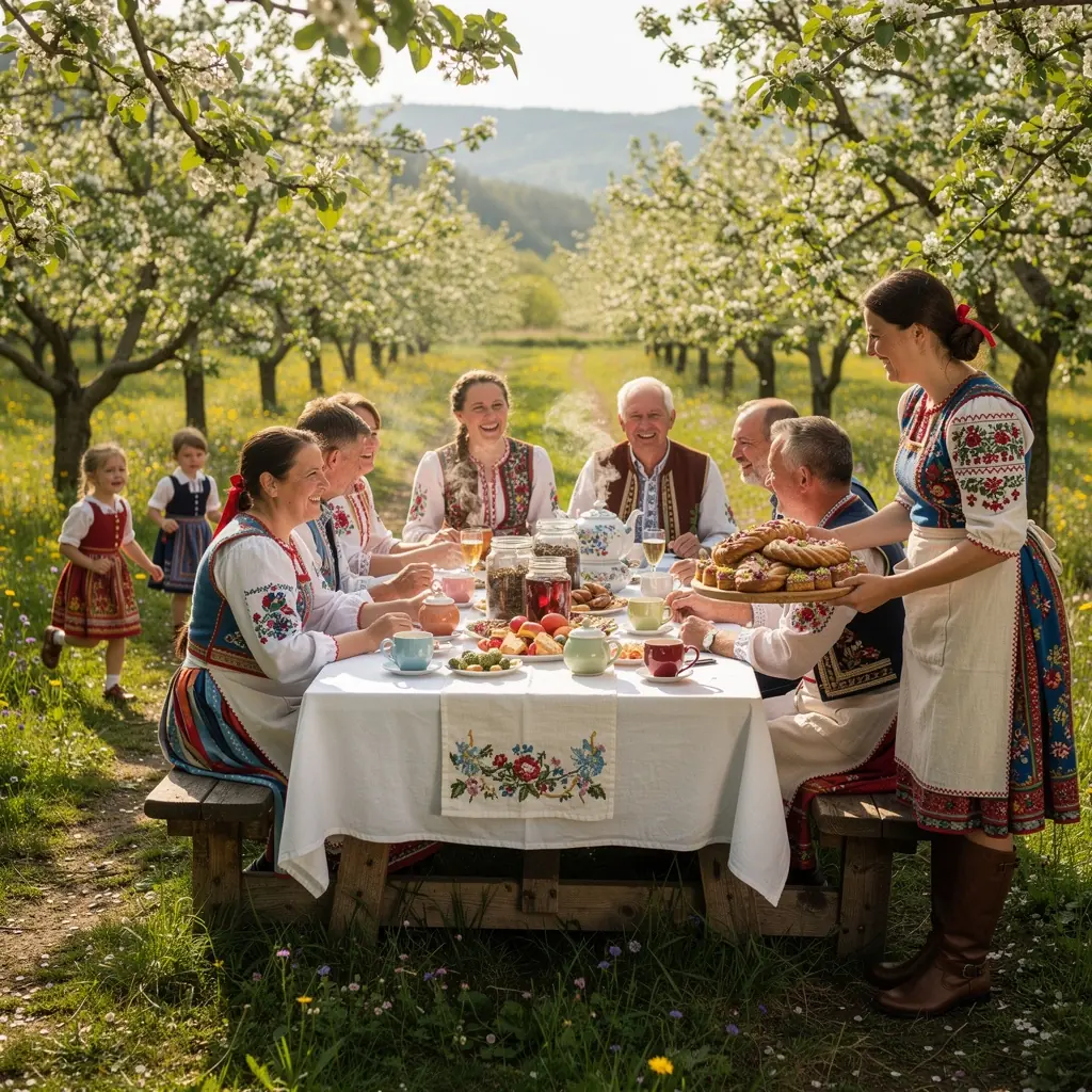 Sklenená kanvica plná voňavého bylinkového čaju na drevenom stole.